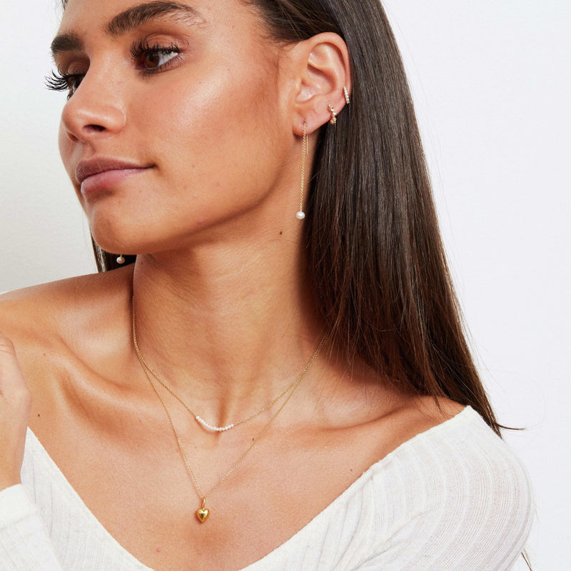 Gold Diamond Style Baguette Huggie Hoop Earrings