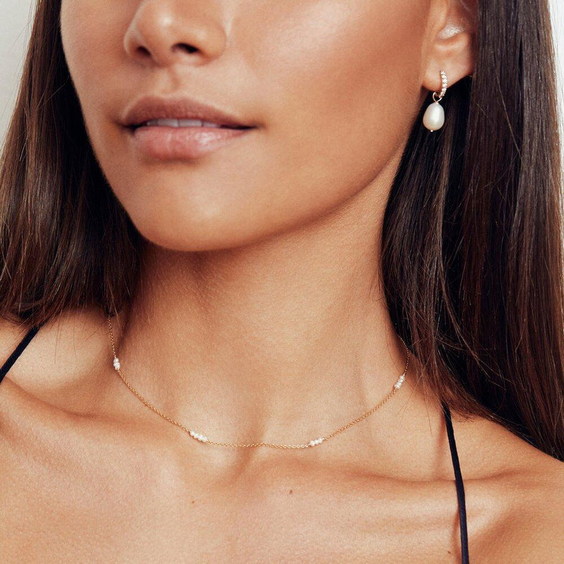 Solid White Gold Mini Pearl Choker