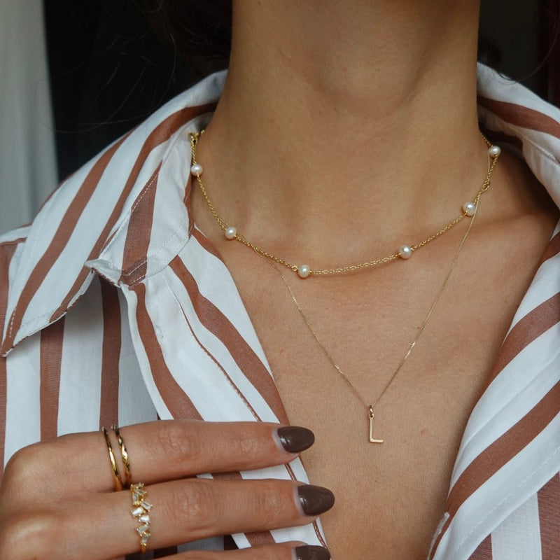 Rose Gold Ten Pearl Choker