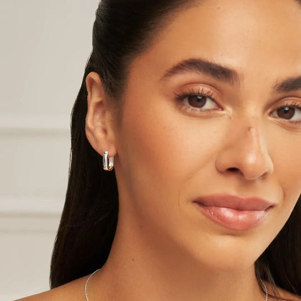Silver Thick Squared Hoop Earrings