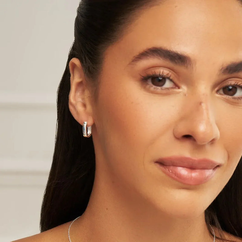 Silver Thick Squared Hoop Earrings