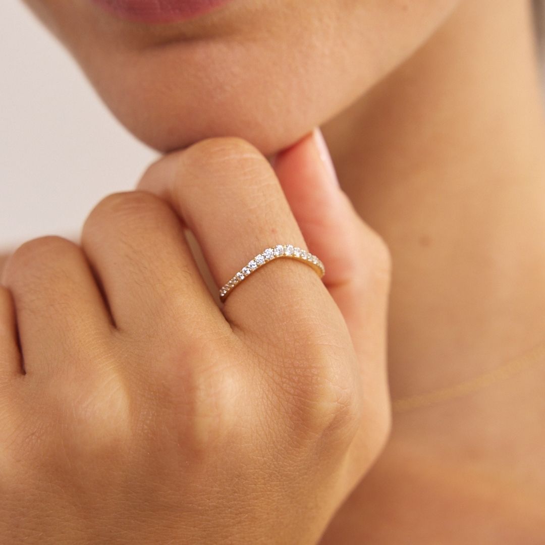 Gold-Tone Crystal-Style Curved Ring
