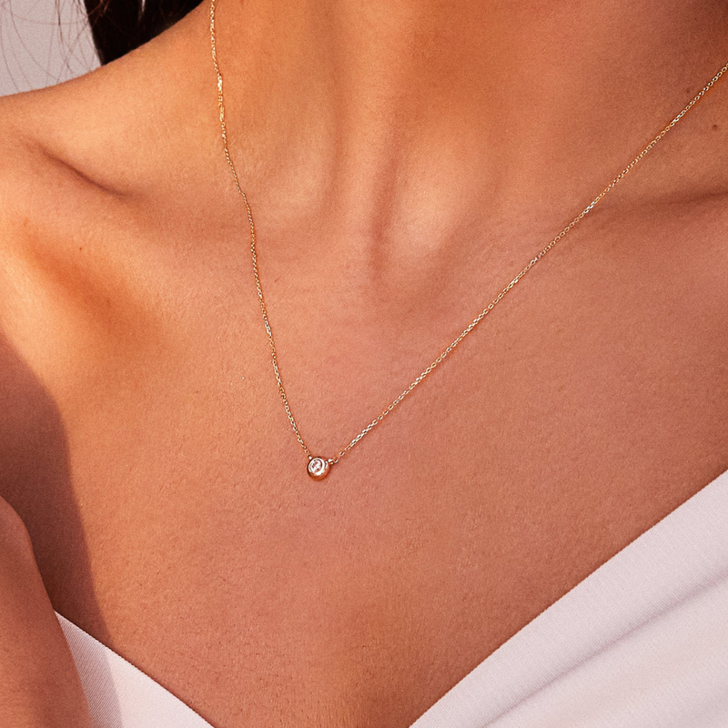 Solid Gold Floating Diamond Necklace