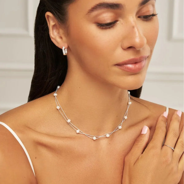 Silver Layered Pearl Necklace