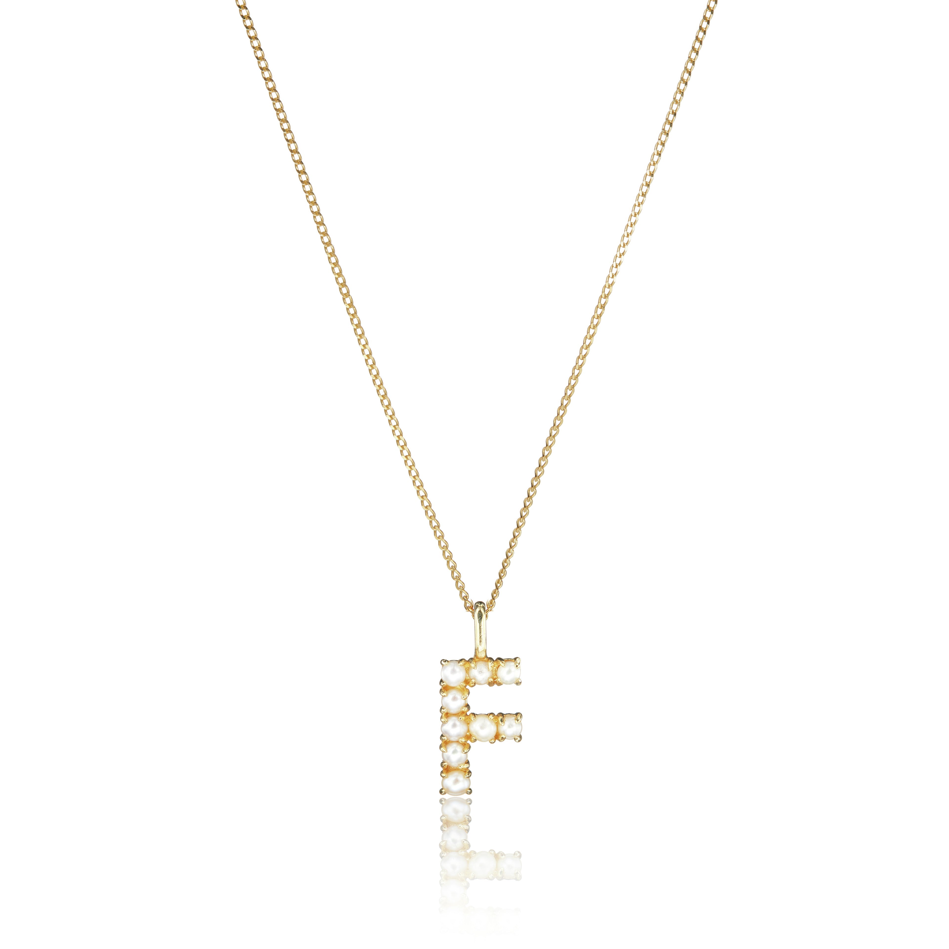 Gold-Tone Pearl-Style Initial Letter Necklace