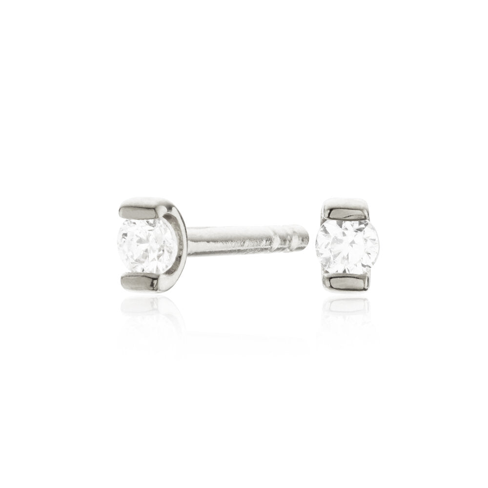 Silver Small Diamond Style Stud Earrings