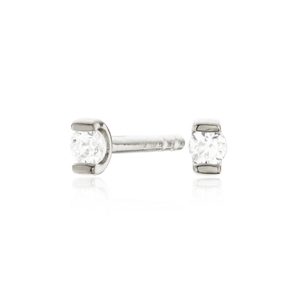 Silver Small Diamond Style Stud Earrings