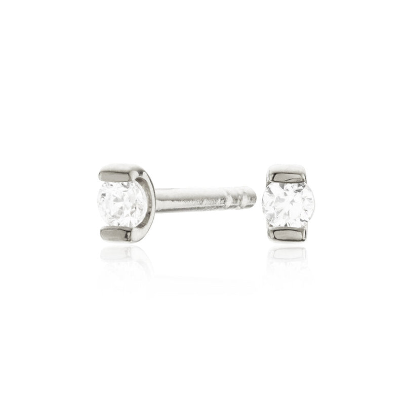 Silver Small Diamond Style Stud Earrings