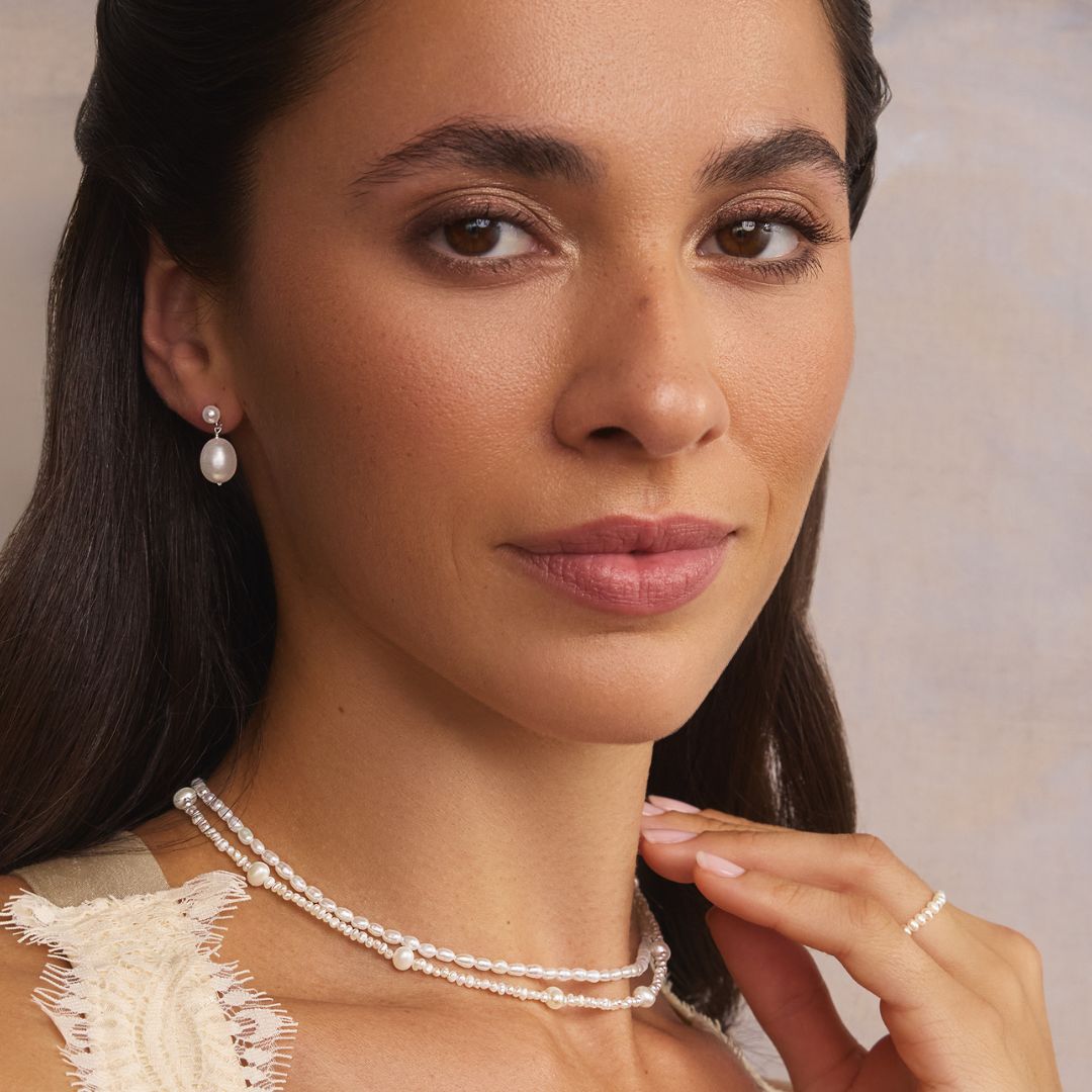 Silver-Tone Multi Pearl-Style Choker Necklace
