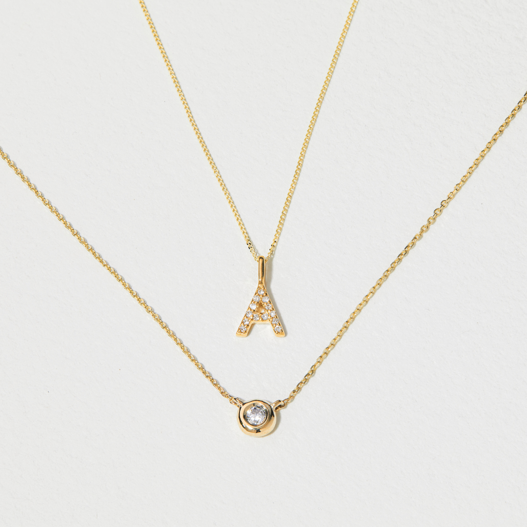 Gold-Tone Crystal-Style Initial Letter Necklace