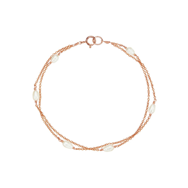 Rose Gold Layered Seed Pearl Bracelet