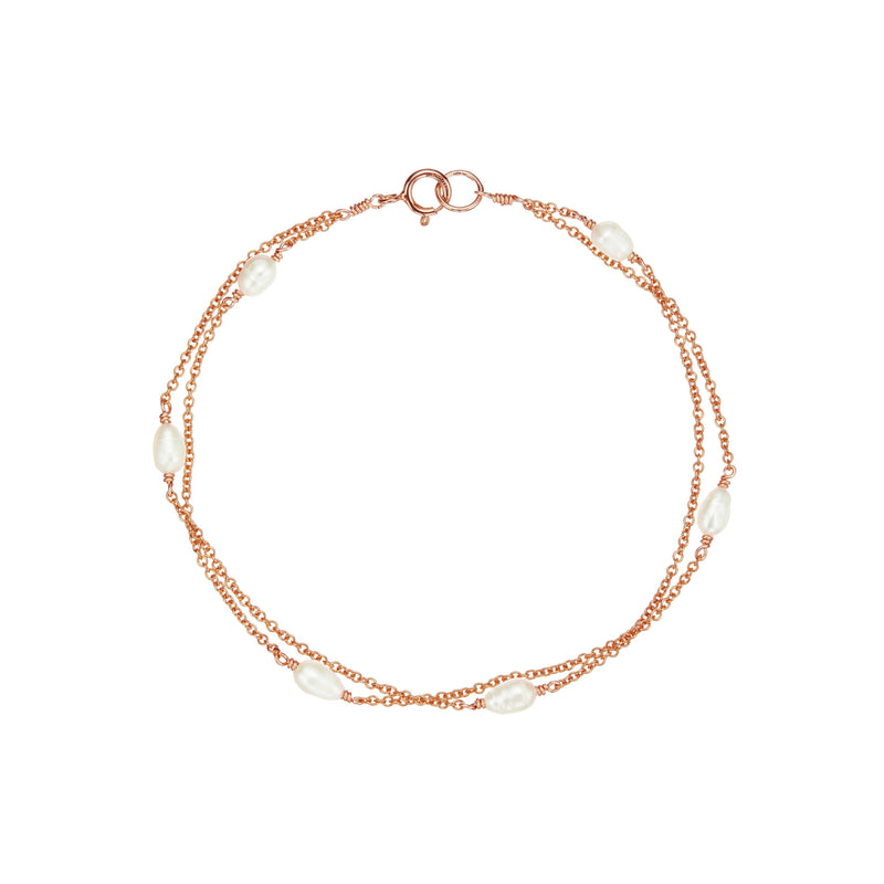 Rose Gold Layered Seed Pearl Bracelet