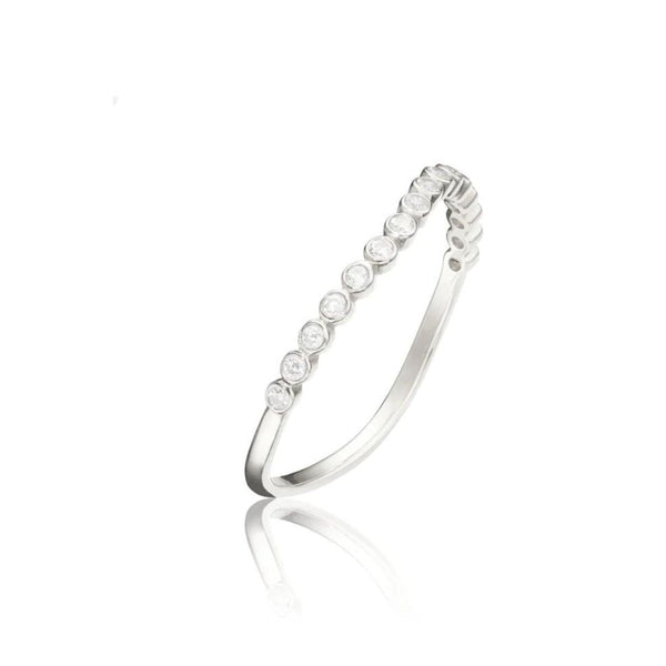 Silver Diamond Style Wave Ring