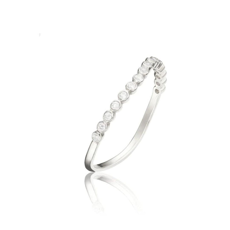 Silver Diamond Style Wave Ring