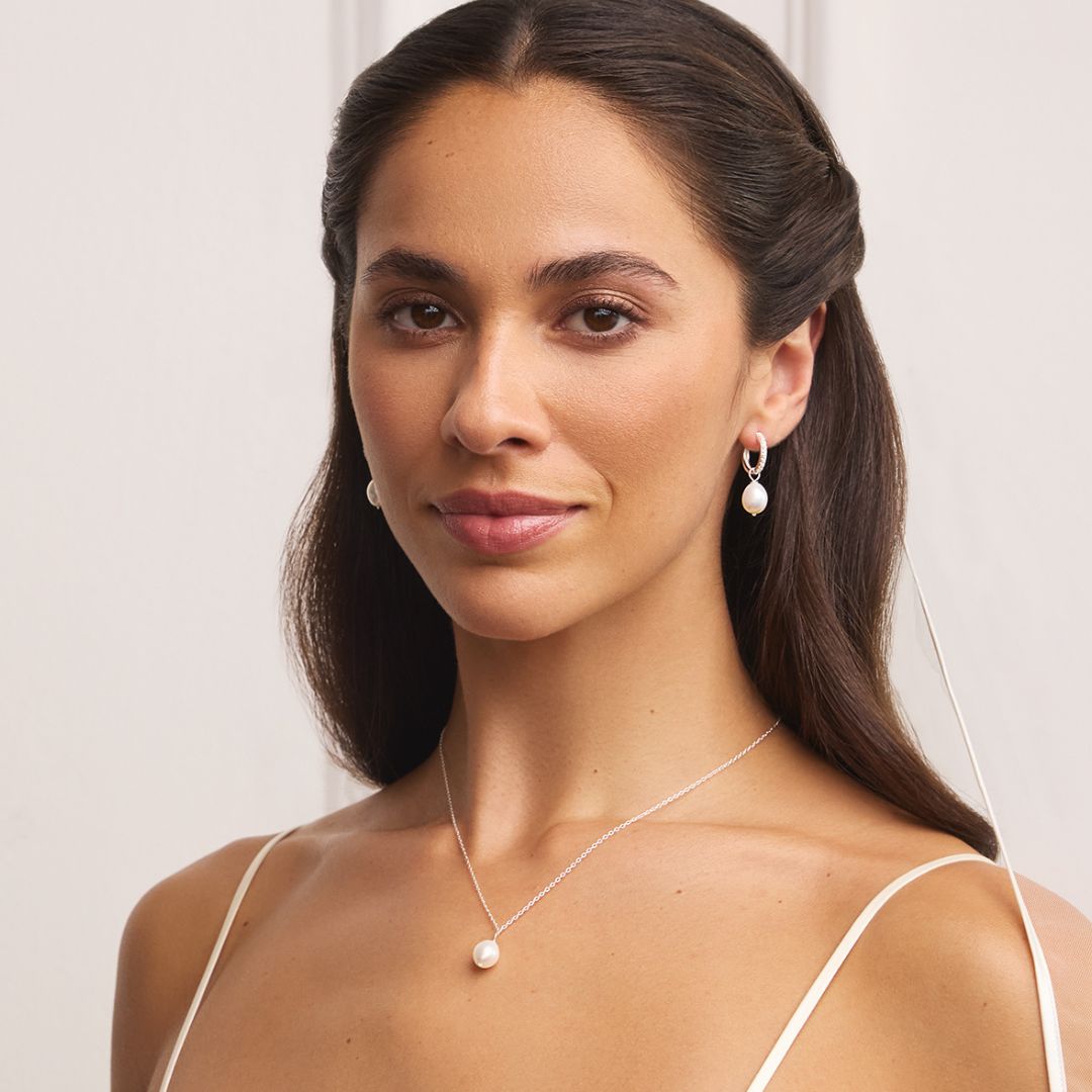 White Gold-Tone Crystal-Style Large Hoop Earrings