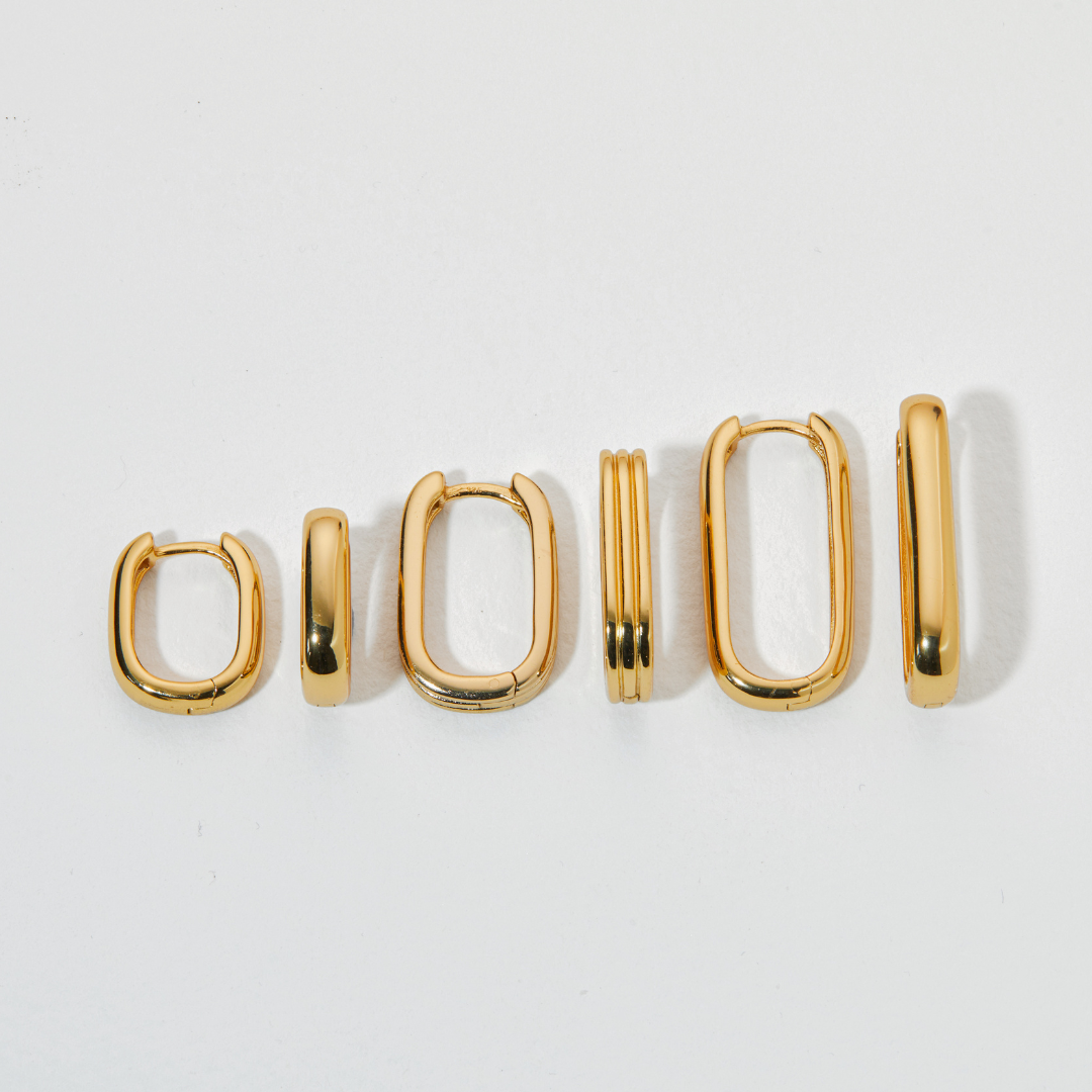 Gold-Tone Large Ribbed Pearl-Style Drop Hoop Earrings