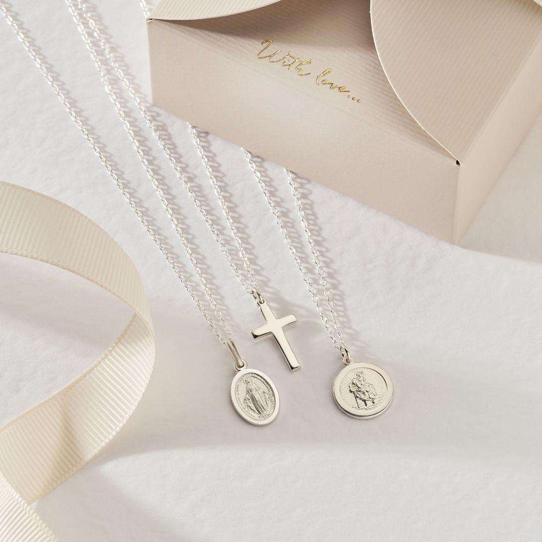 White Gold-Tone Cross Necklace
