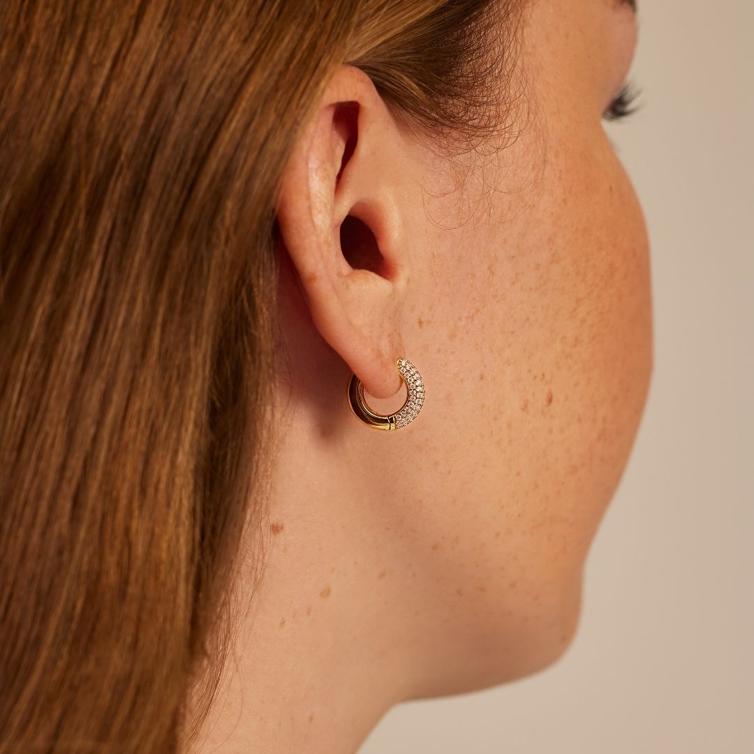 Gold-Tone Crystal-Style Chunky Cluster Hoop Earrings