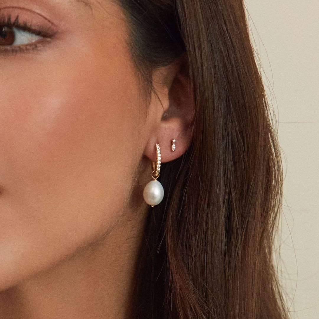 Gold-Tone Marquise Crystal-Style Stud Earrings