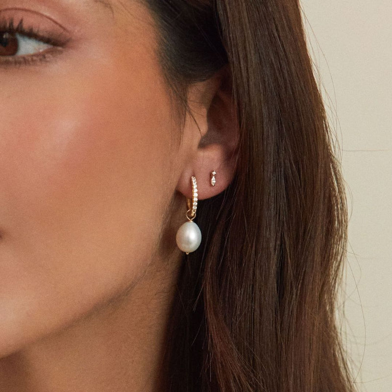 Gold Marquise Diamond Stud Earrings