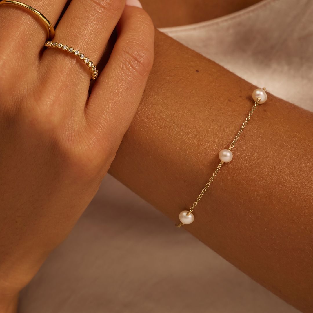 Gold-Tone Ten Pearl-Style Choker and Five Pearl-Style Bracelet Set