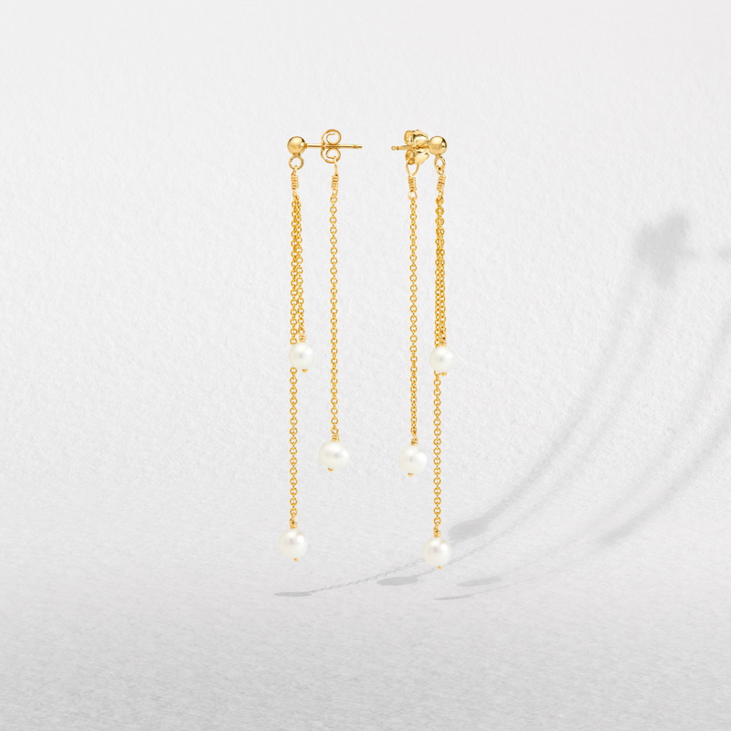 Gold Layered Pearl Drop Earrings