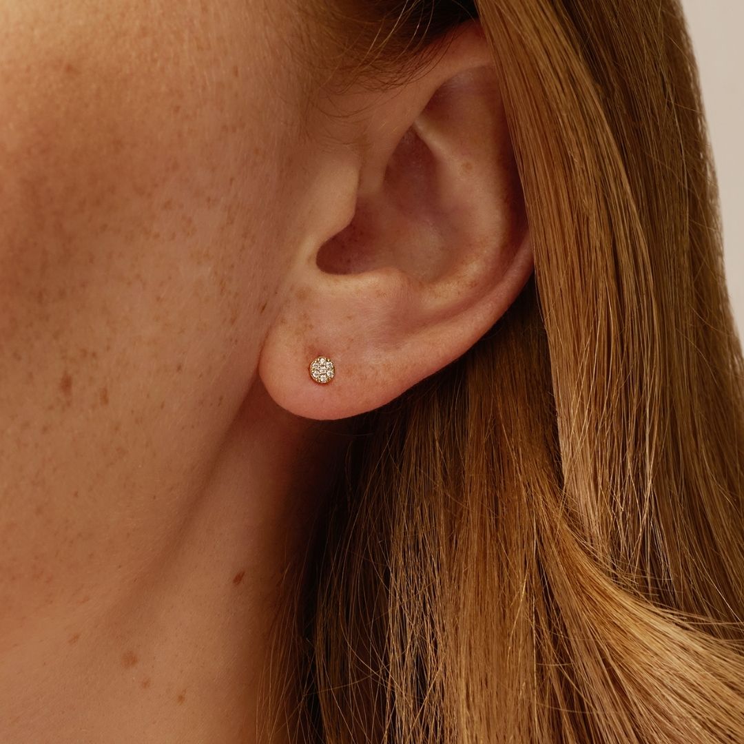 Gold-Tone Crystal-Style Cluster Circle Stud Earrings