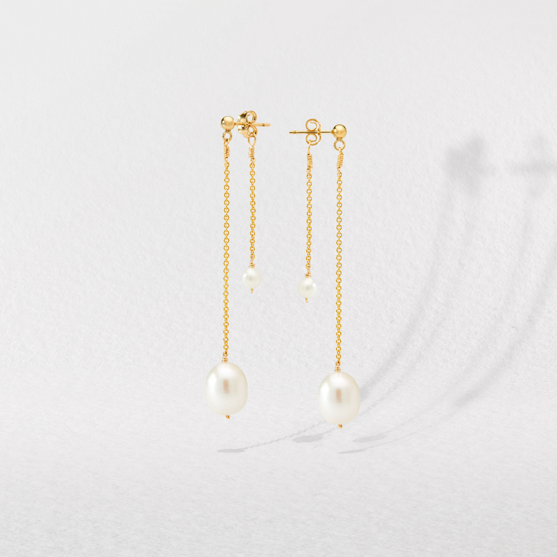 Gold Layered Large and Small Pearl Earrings