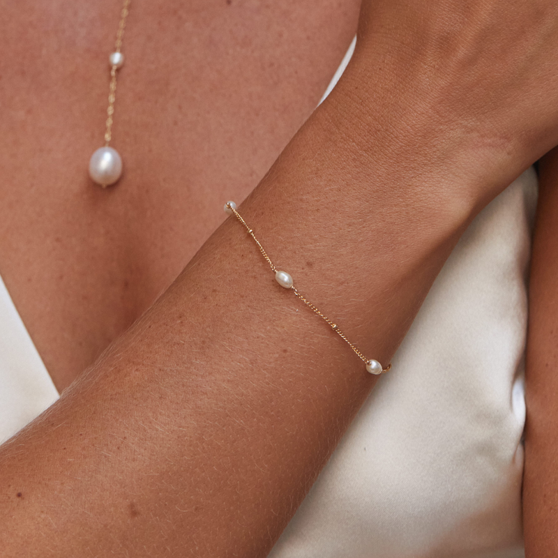 Silver Seed Pearl Satellite Bracelet