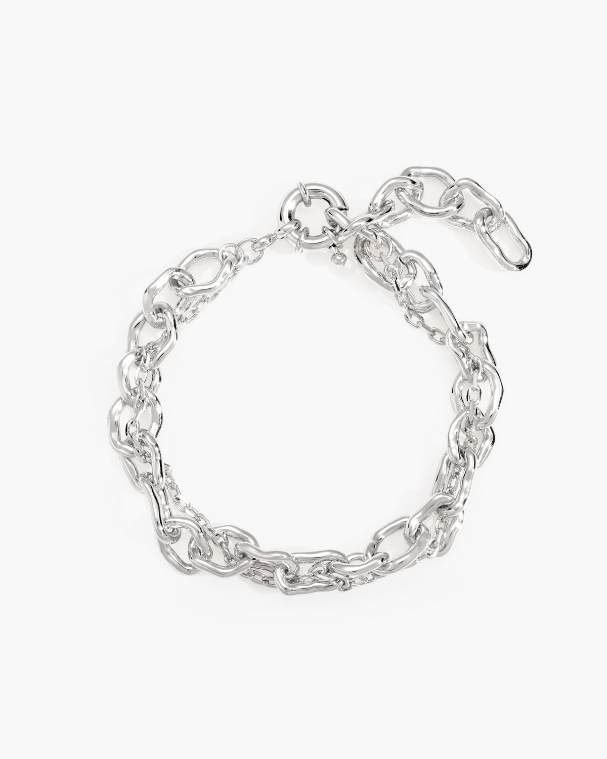 Molten Dual Chain Bracelet in Silver-Tone