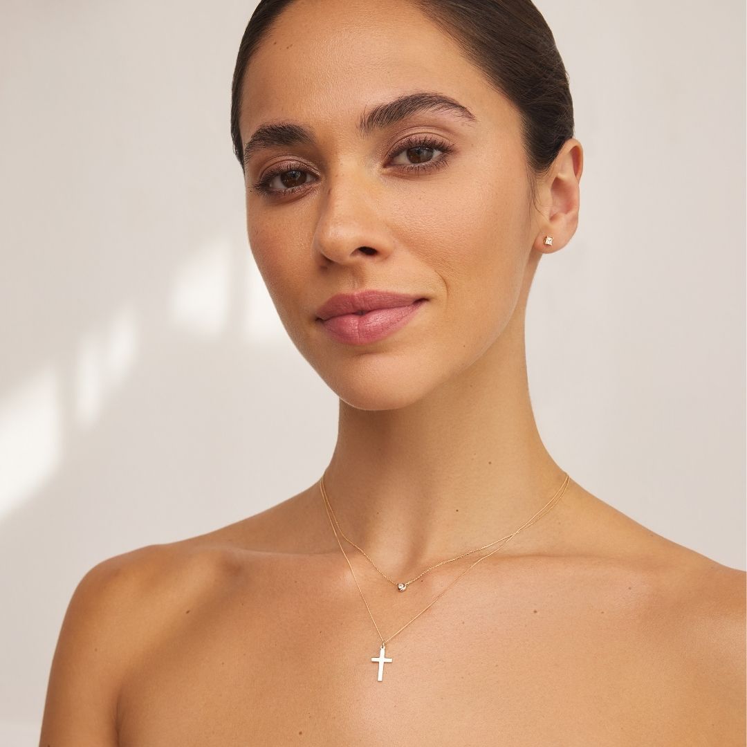 Gold-Tone Floating Crystal-Style Necklace