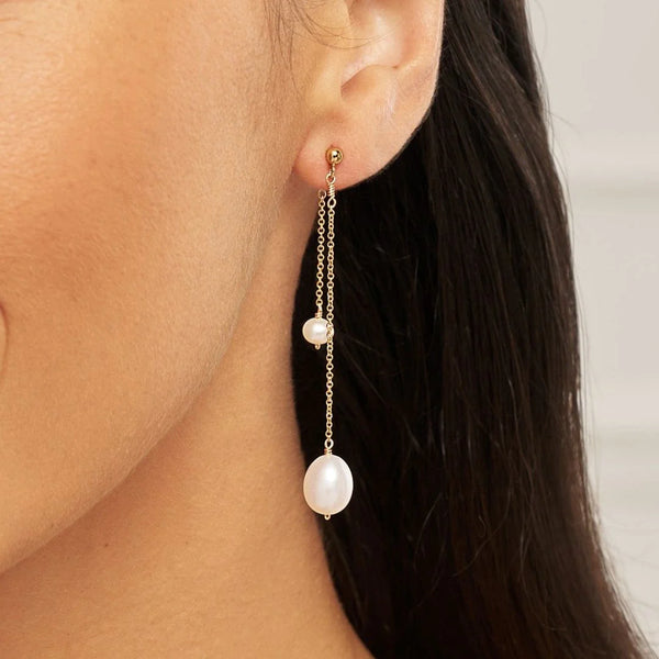 Gold Layered Large and Small Pearl Earrings