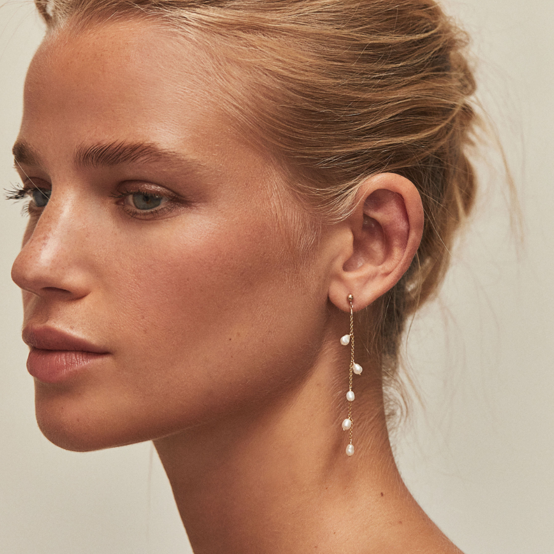 Gold-Tone Seed Pearl-Style Drop Earrings
