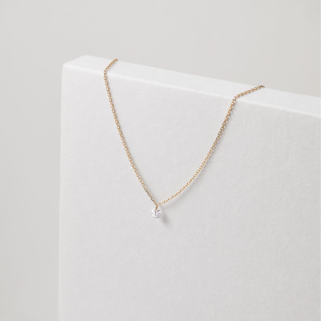 Silver-Tone Large Floating Crystal-Style Necklace