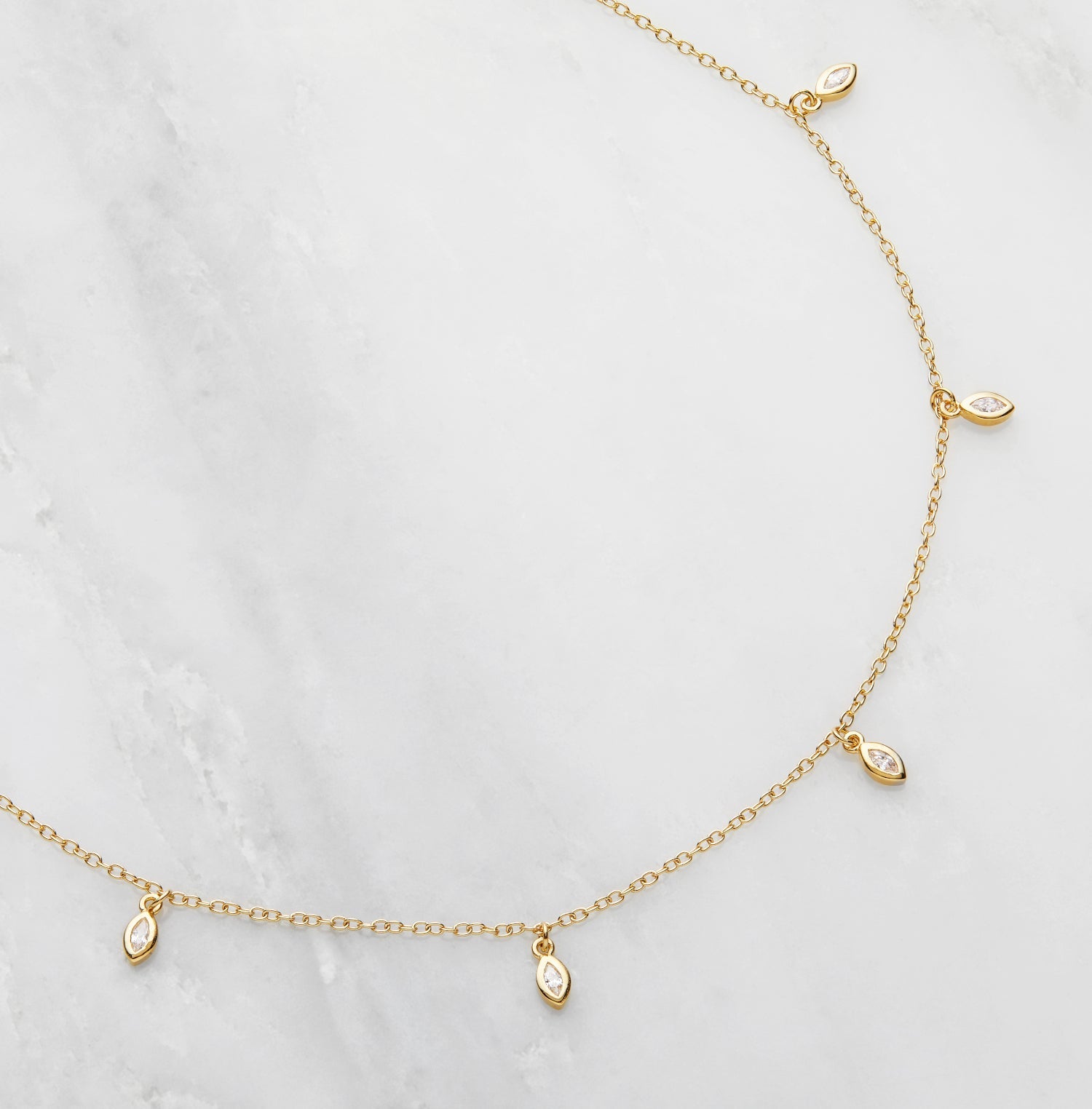 Silver-Tone Crystal-Style Marquise Drop Necklace