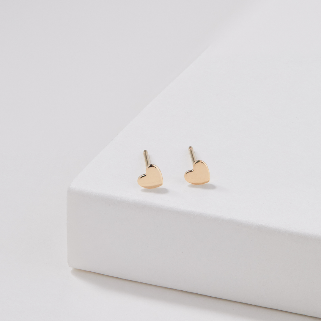 Gold-Tone Tiny Heart Stud Earrings