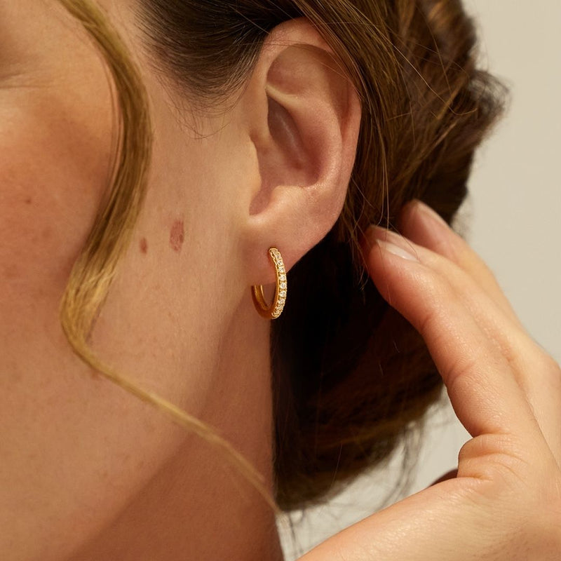 Gold Diamond Style Large Pearl Drop Hoop Earrings