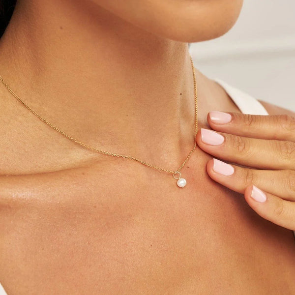 Gold Single Pearl Necklace