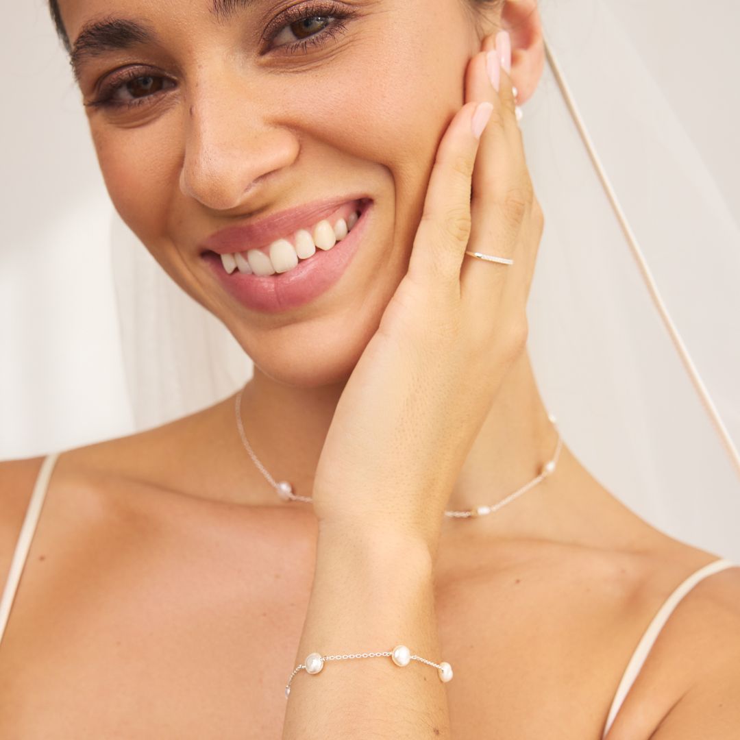 Silver-Tone Five Pearl-Style Bracelet