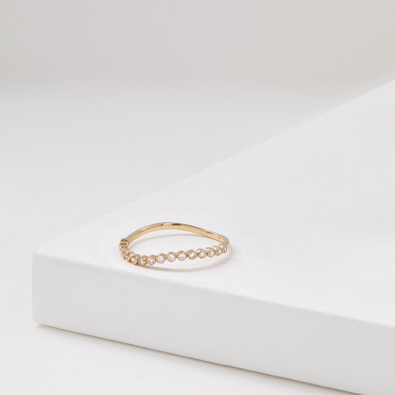 Gold Diamond Style Wave Ring