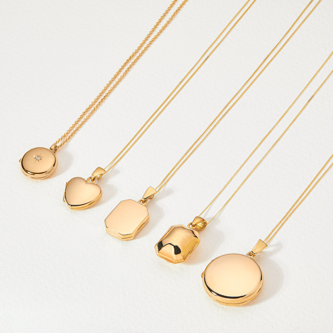 Gold-Tone Small Round Crystal-Style Locket Necklace
