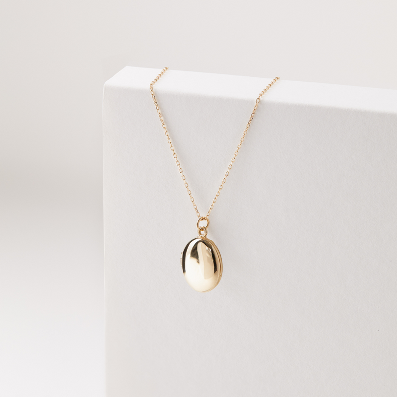 Silver Oval Locket Necklace