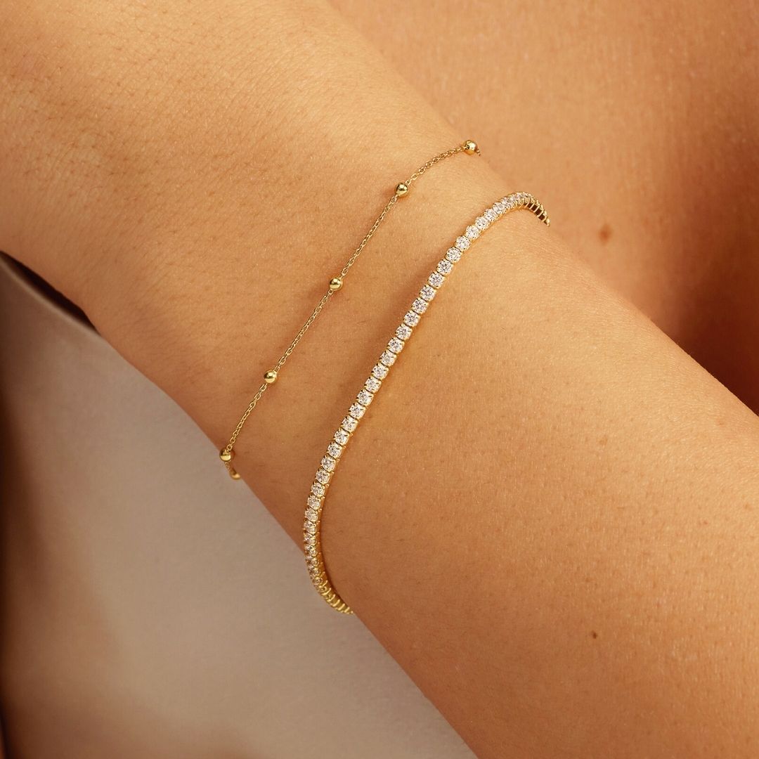 Gold-Tone Crystal-Style Tennis Bracelet