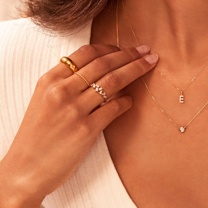 Gold Diamond Style Baguette Ring