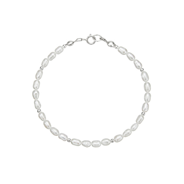 Silver Beaded Seed Pearl Bracelet