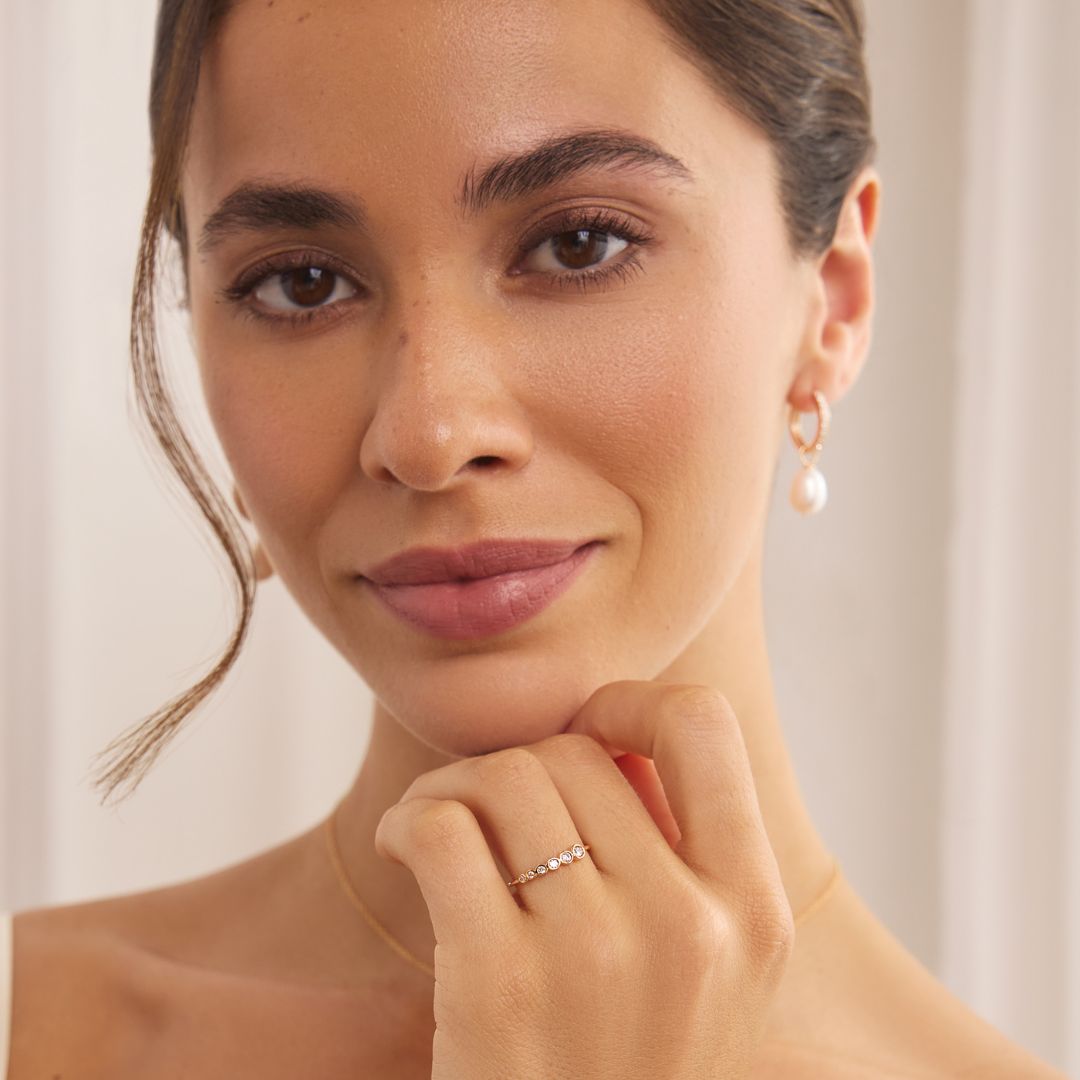 Gold-Tone Graduated Crystal-Style Stacking Ring
