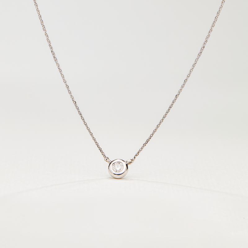 Solid White Gold Floating Diamond Necklace
