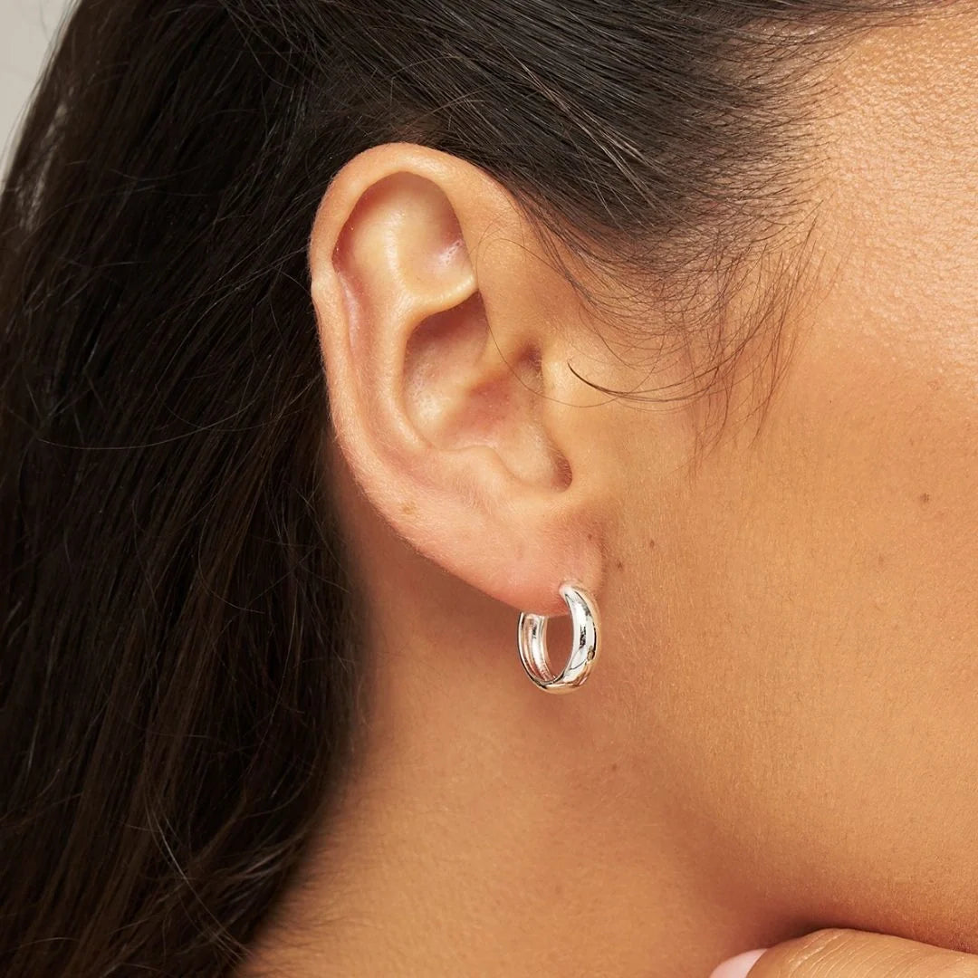 Silver-Tone Plain Hoop Earrings