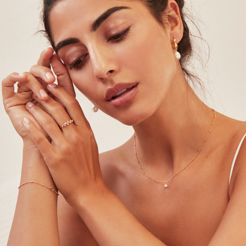 Silver Single Pearl Satellite Necklace