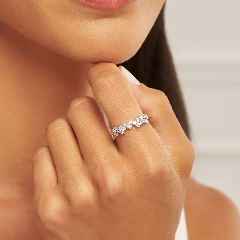 Silver Diamond Style Cluster Ring